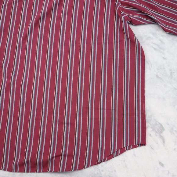 Ely Cattleman Shirt Mens 3XL Burgundy Striped Big Man Long Sleeve Western Pearl - Picture 15 of 16